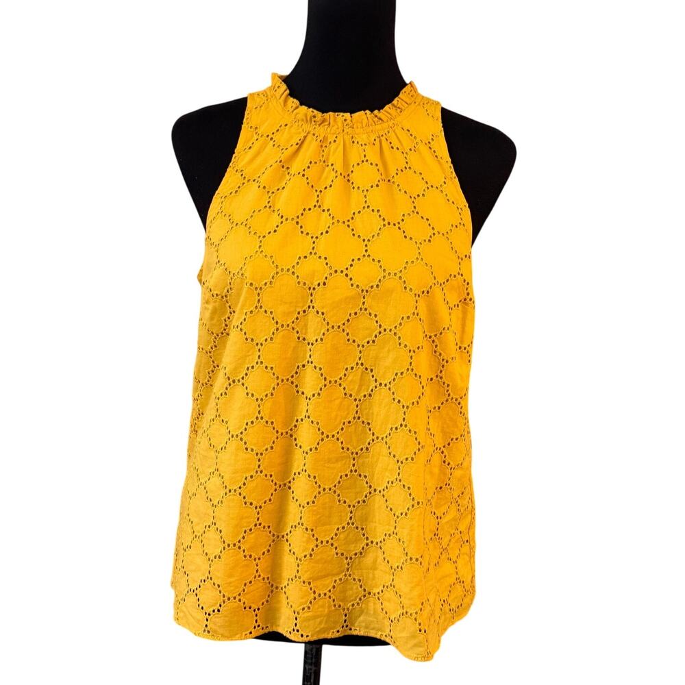 NEW 1.STATE Gold Wanderlust Eyelet Halter Neck Blouse Top Size S